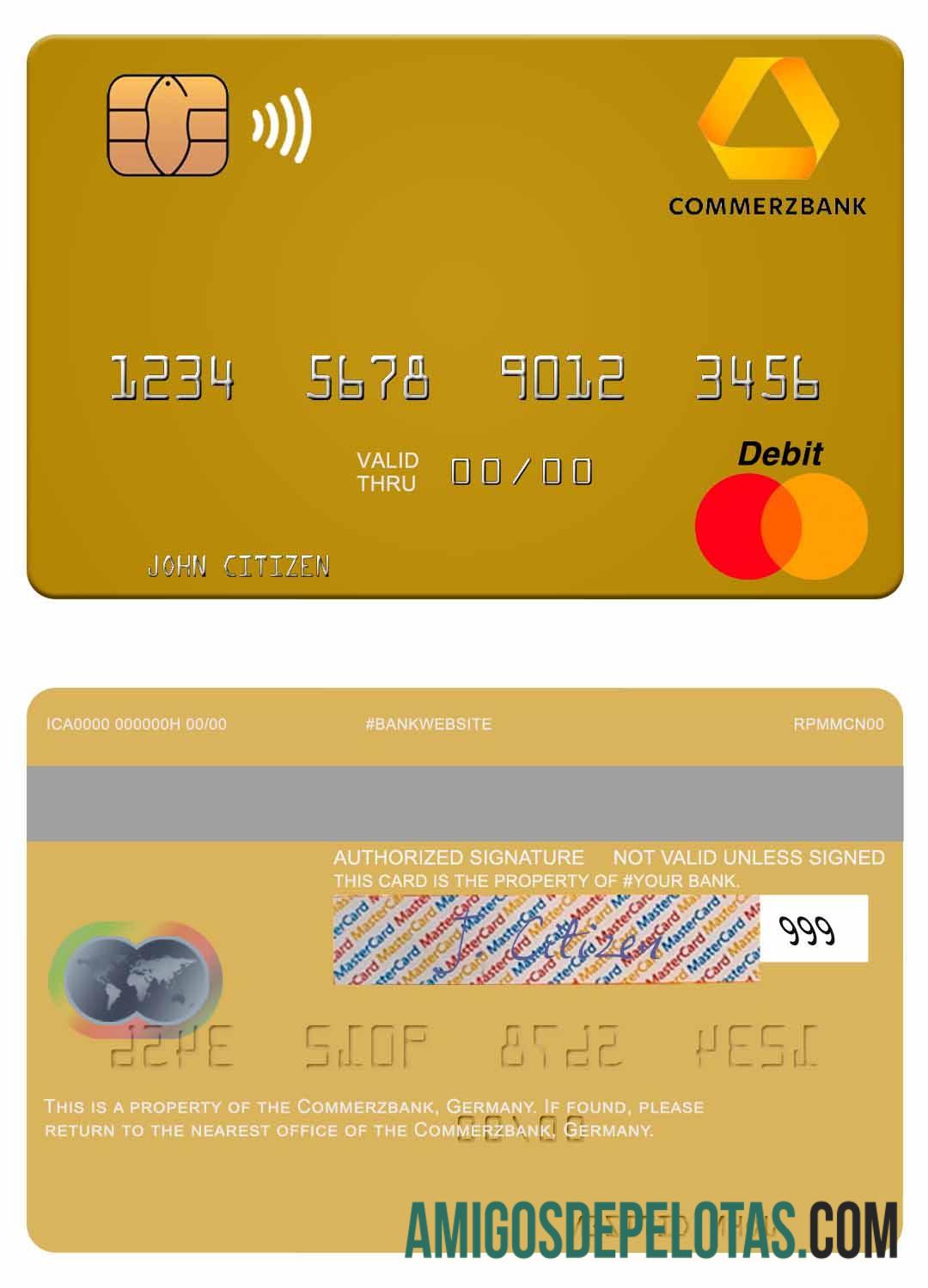 Alemanha Commerz Bank Mastercard amostra